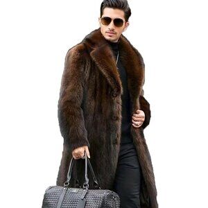 INVACHI Men's Faux Fur Coat